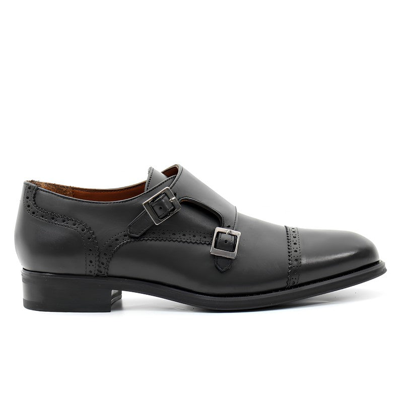 chaussure homme cuir noir a boucle