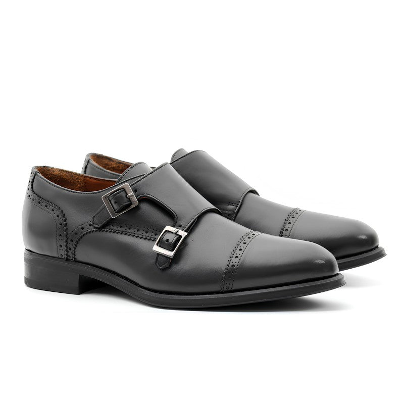 chaussure homme cuir noir a boucle