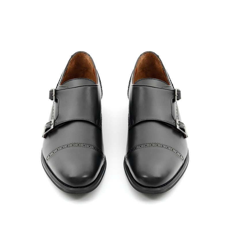 chaussure homme cuir noir a boucle