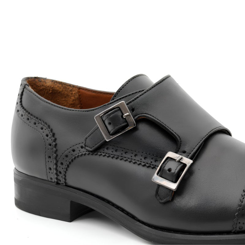 chaussure homme cuir noir a boucle