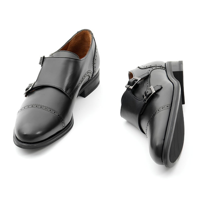 chaussure homme cuir noir a boucle