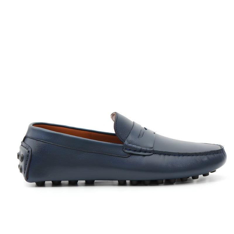 mocassin homme cuir bleu