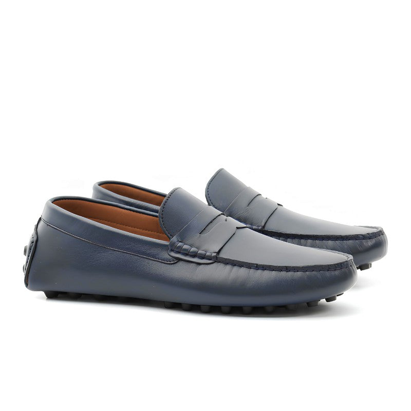 mocassin homme cuir bleu