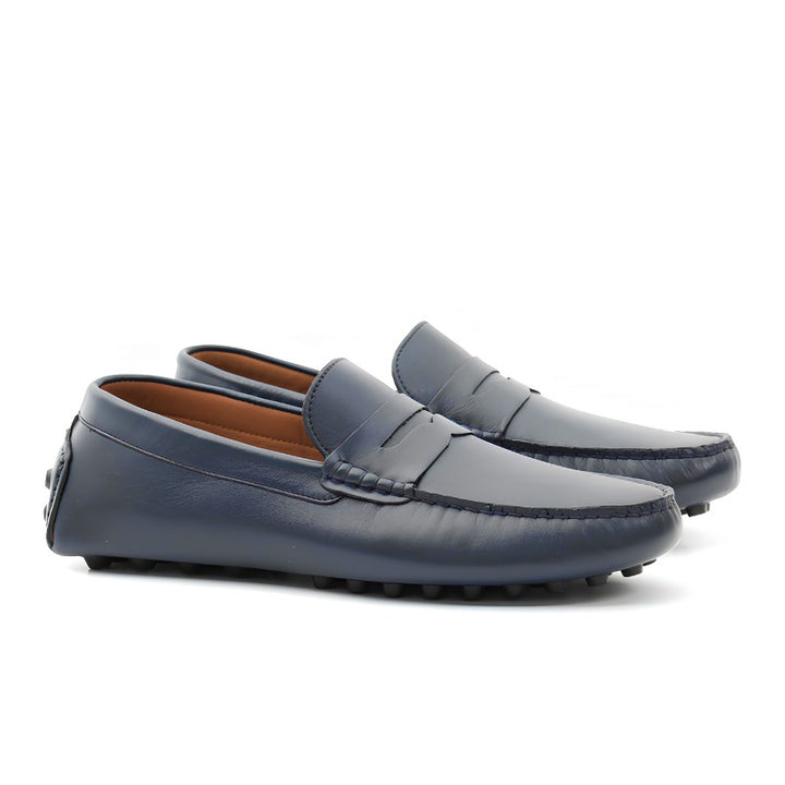 mocassin homme cuir bleu