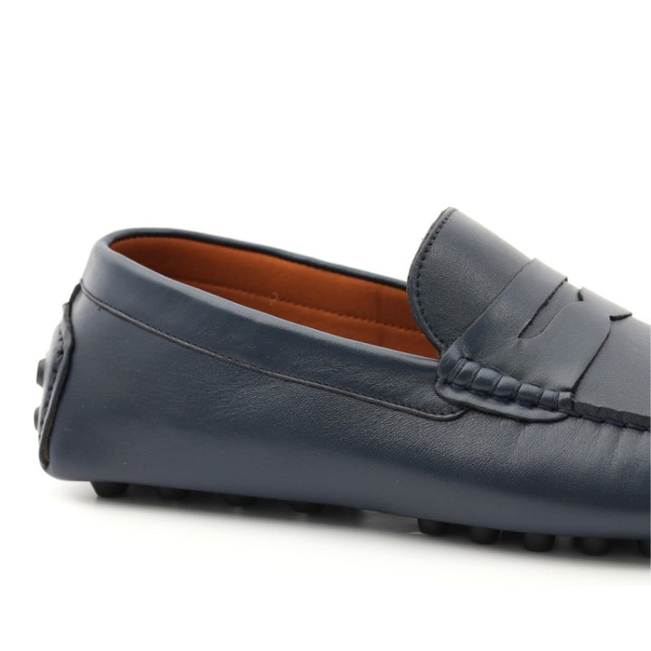 mocassin homme cuir bleu