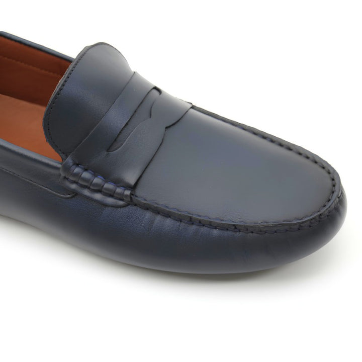 mocassin homme cuir bleu