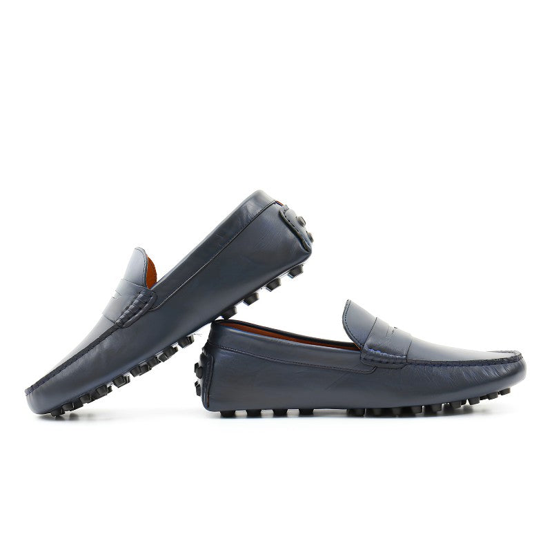 mocassin homme cuir bleu