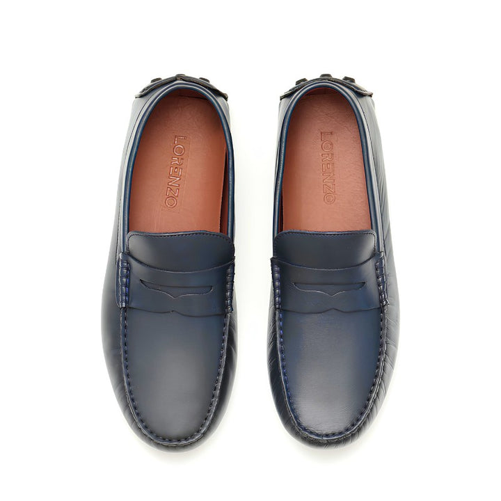 mocassin homme cuir bleu