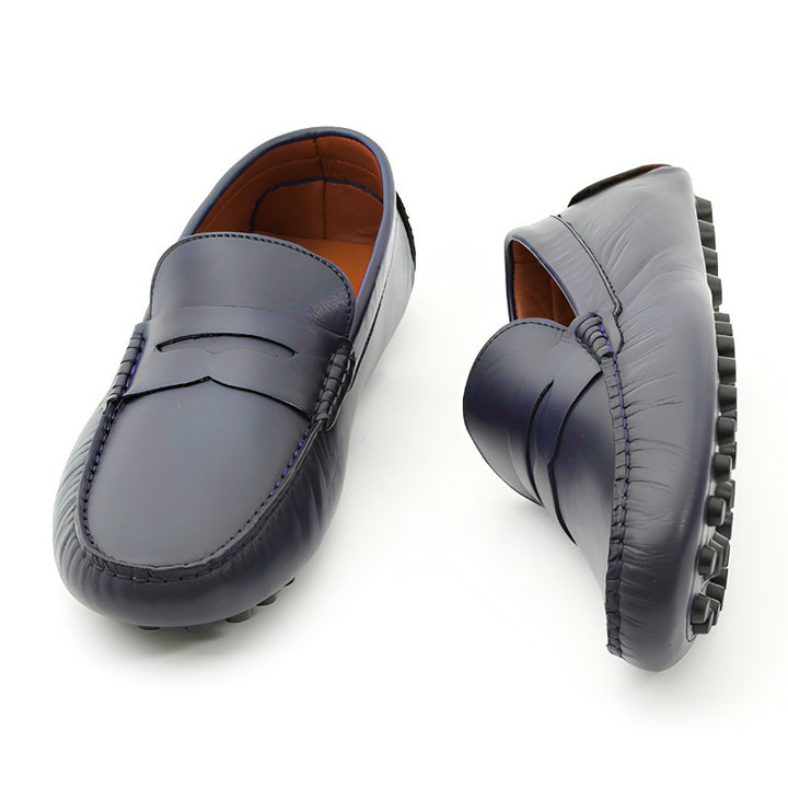 mocassin homme cuir bleu