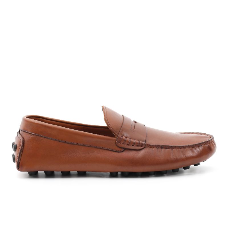 mocassin homme cuir tabac