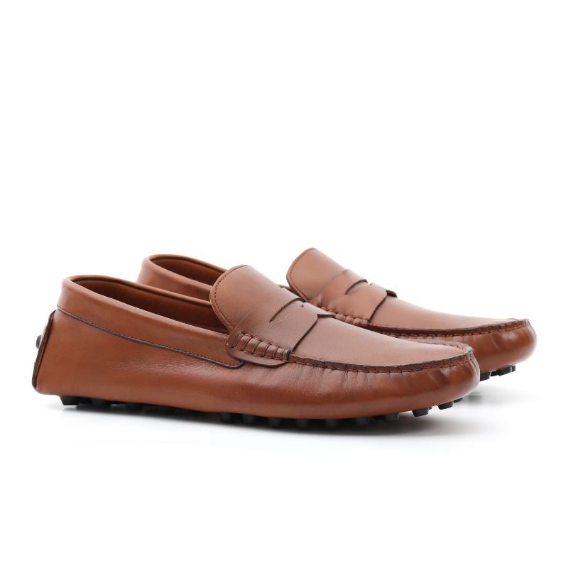 mocassin homme cuir tabac