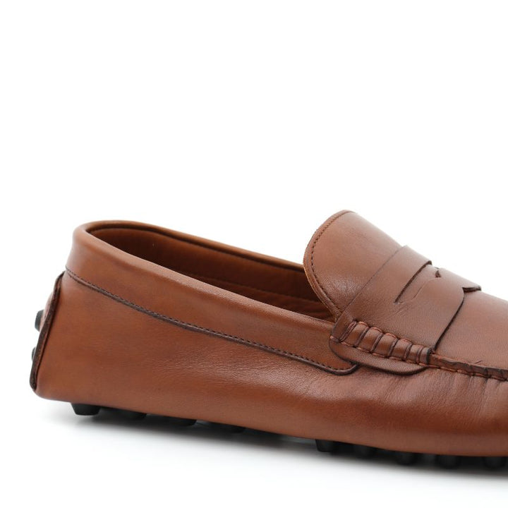 mocassin homme cuir tabac