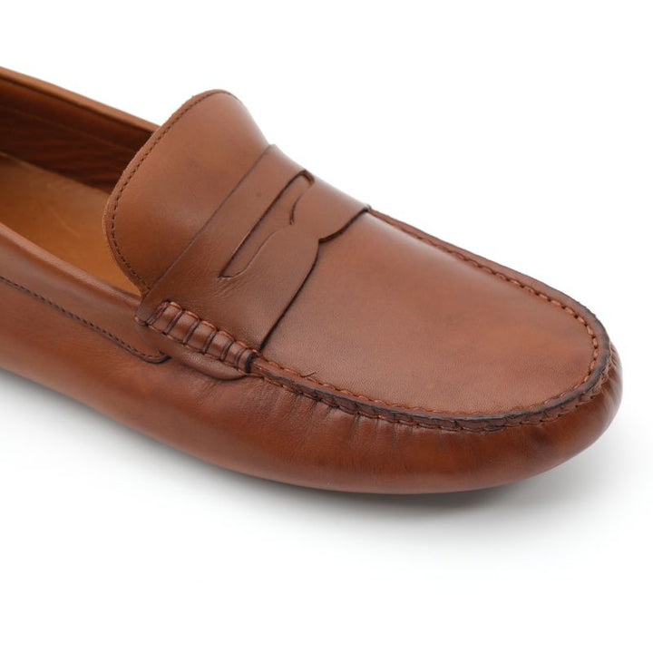 mocassin homme cuir tabac