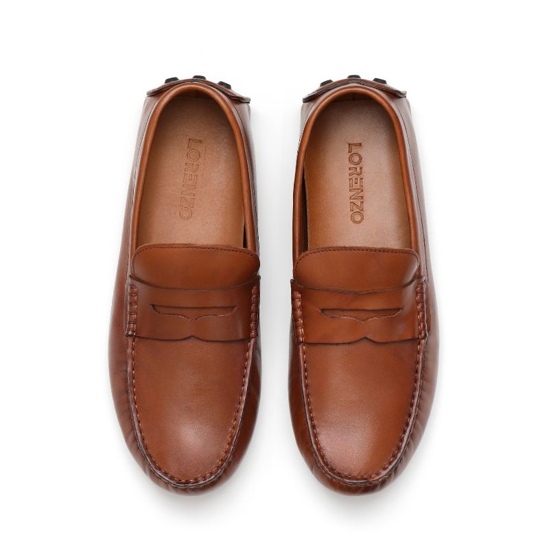 mocassin homme cuir tabac