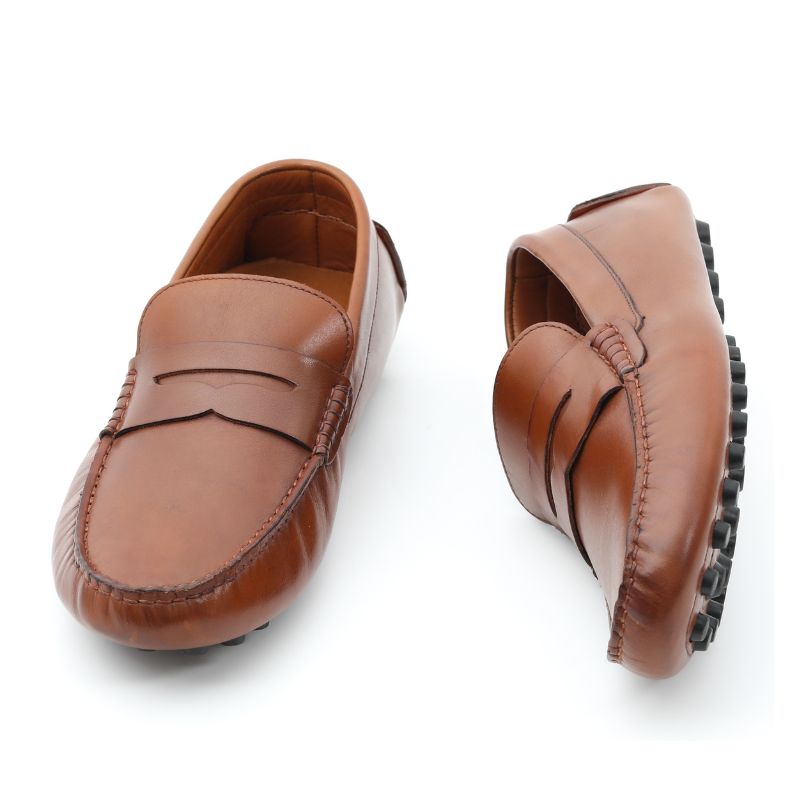mocassin homme cuir tabac