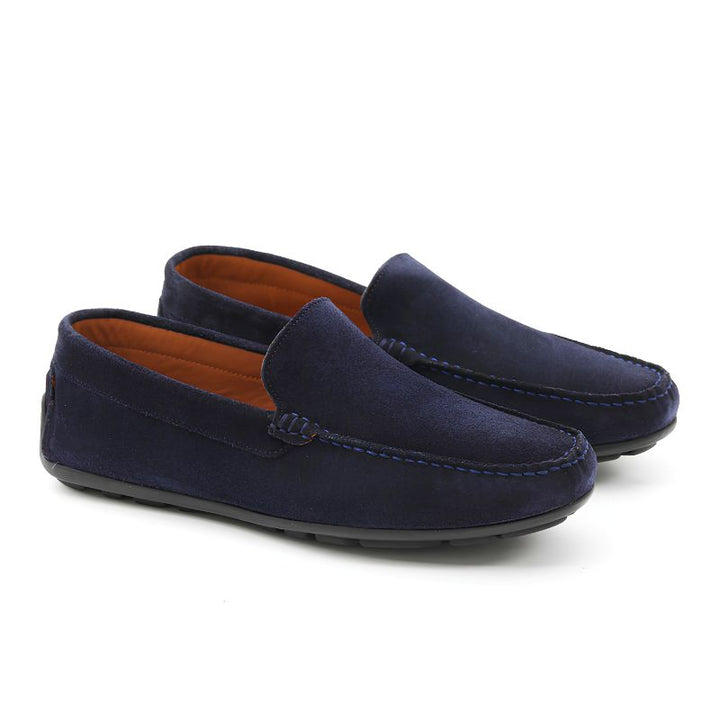mocassin homme daim bleu