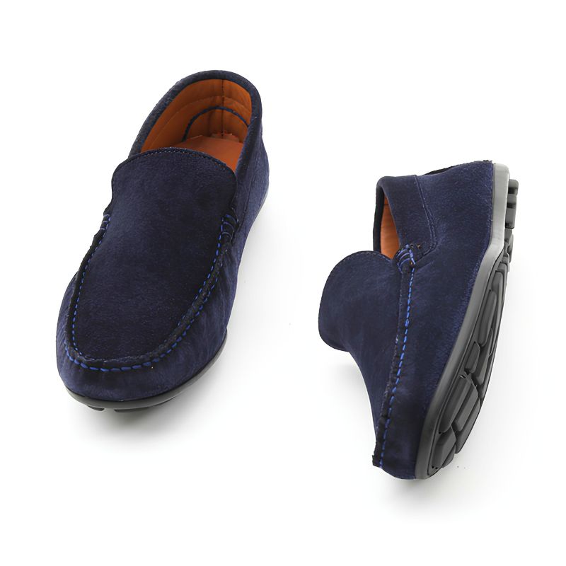 mocassin homme daim bleu