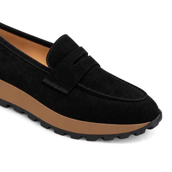 mocassins femme daim noir