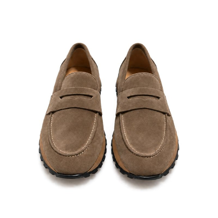 mocassins daim taupe