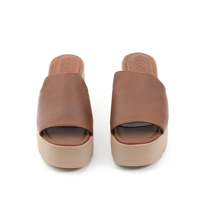 sandales femme cuir tabac
