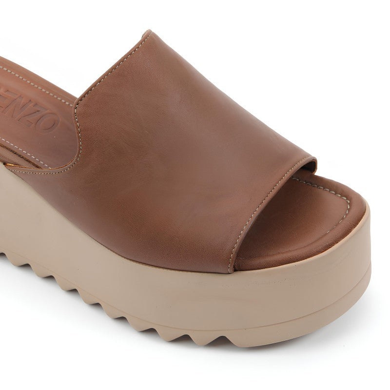 sandales femme cuir tabac