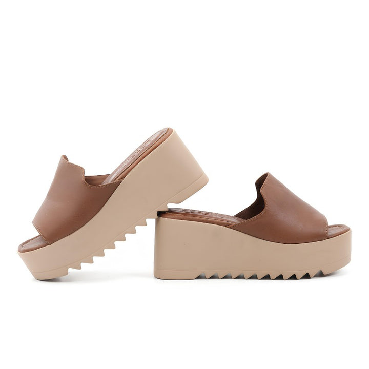 sandales femme cuir tabac