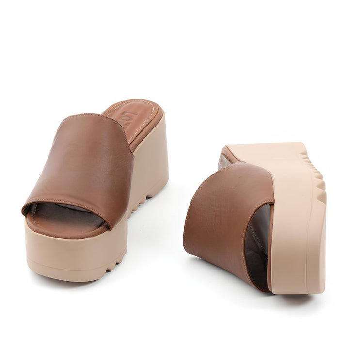 sandales femme cuir tabac