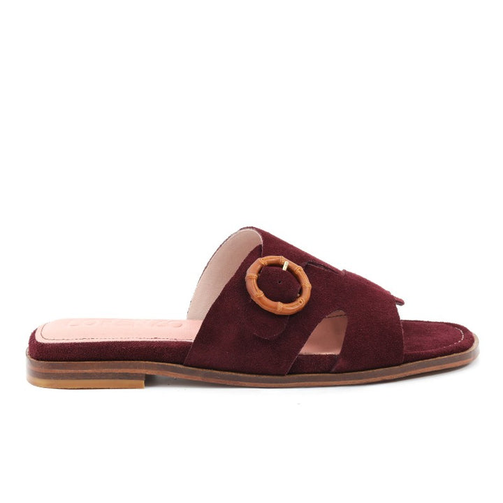 sandales femme daim bordeaux