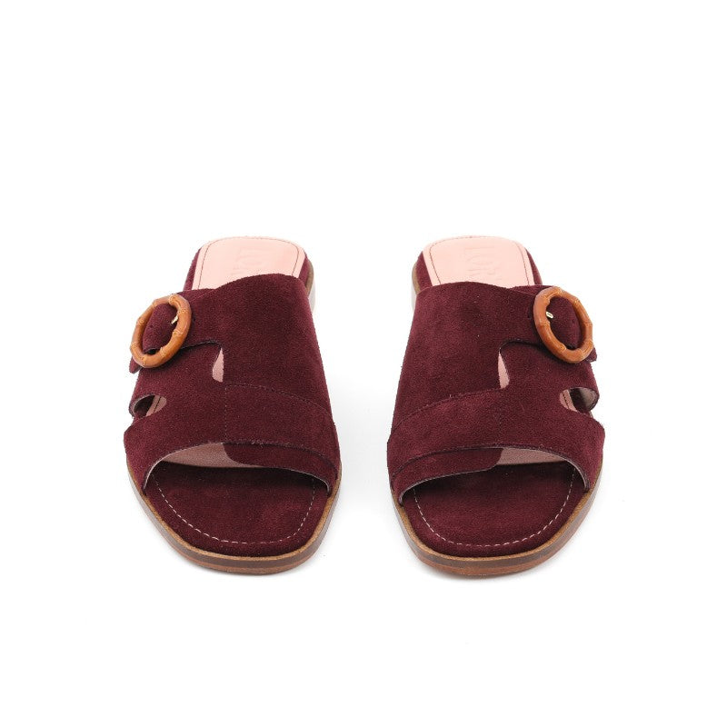 sandales femme daim bordeaux