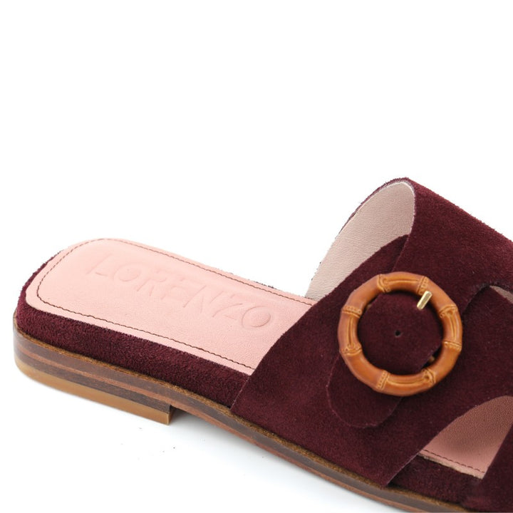 sandales femme daim bordeaux
