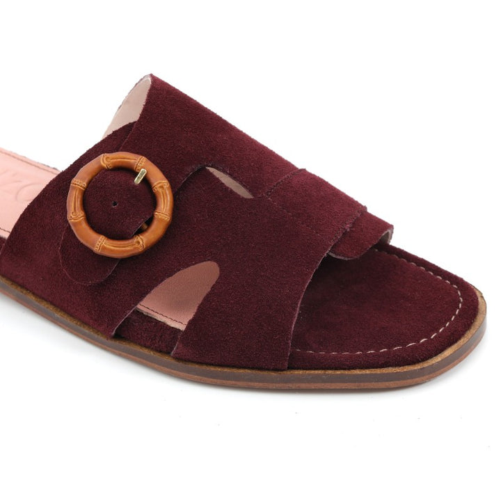 sandales femme daim bordeaux