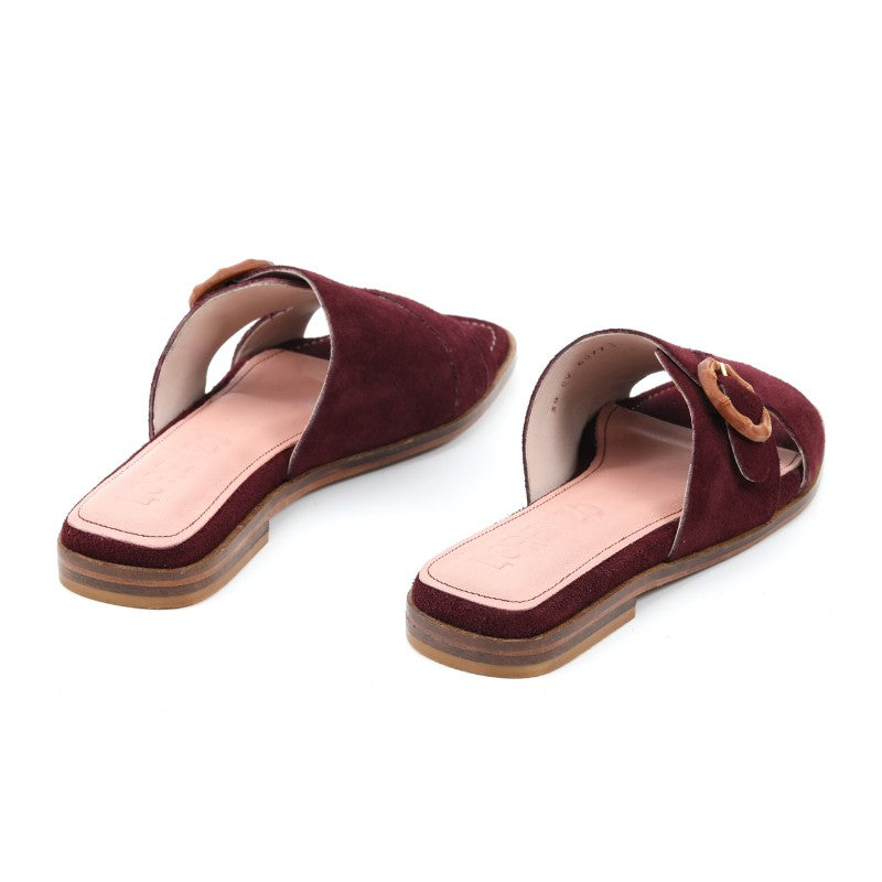 sandales femme daim bordeaux
