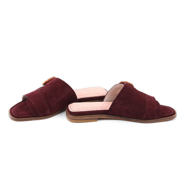 sandales femme daim bordeaux