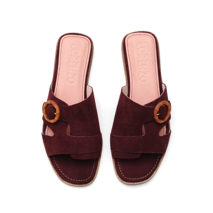 sandales femme daim bordeaux