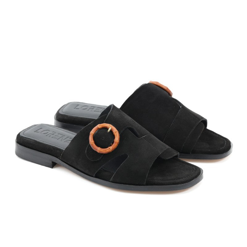 sandales femme daim noir