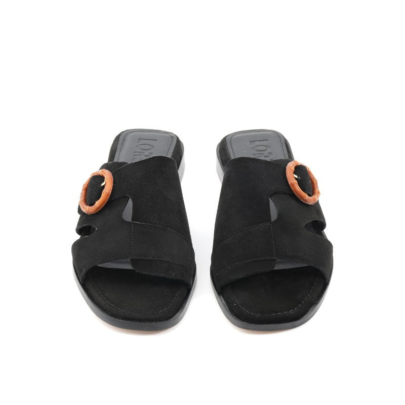 sandales femme daim noir