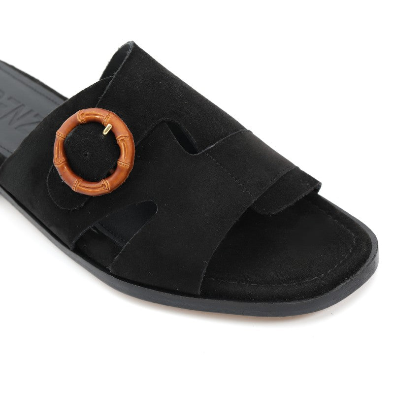 sandales femme daim noir