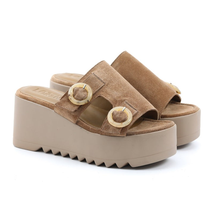 sandales femme daim tabac