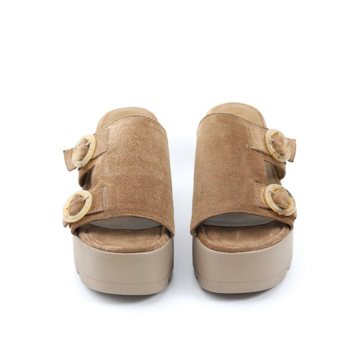 sandales femme daim tabac