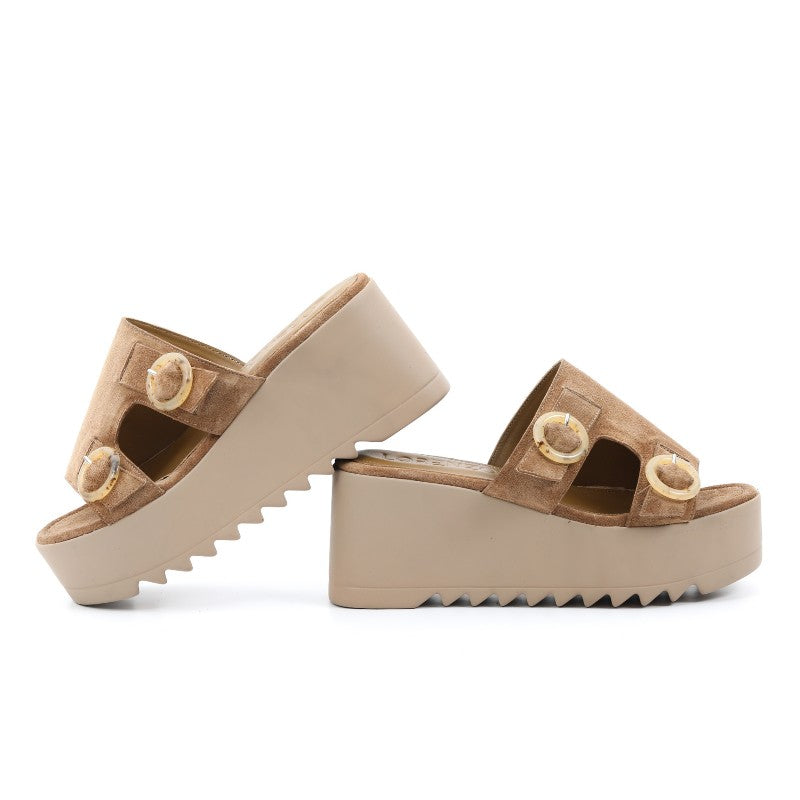 sandales femme daim tabac