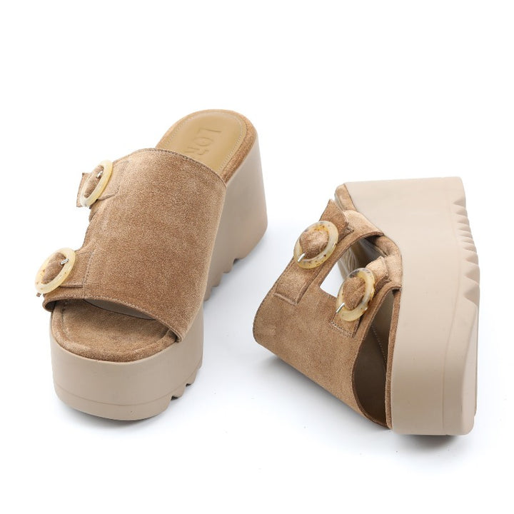 sandales femme daim tabac