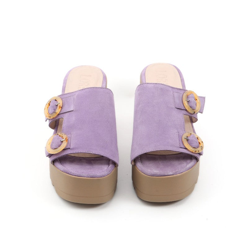 sandales femme daim violet