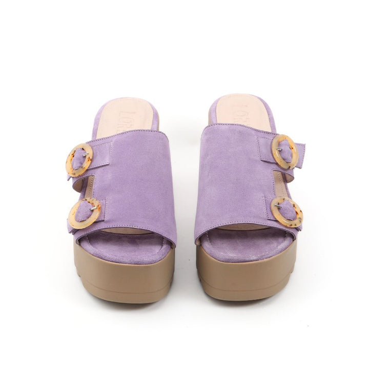 sandales femme daim violet