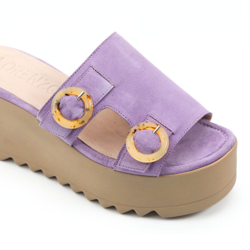 sandales femme daim violet