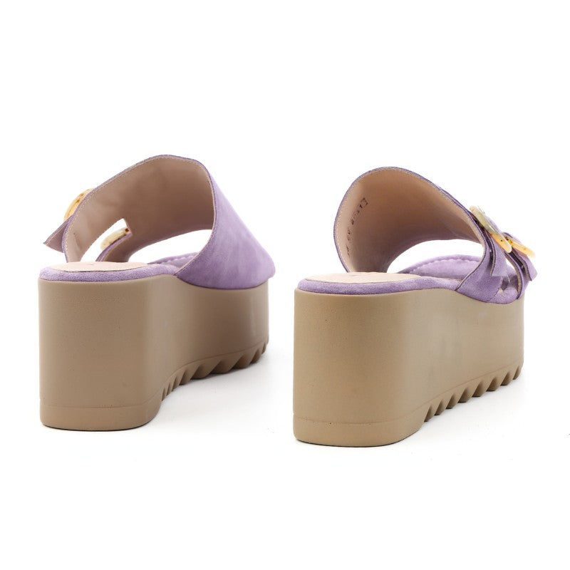 sandales femme daim violet