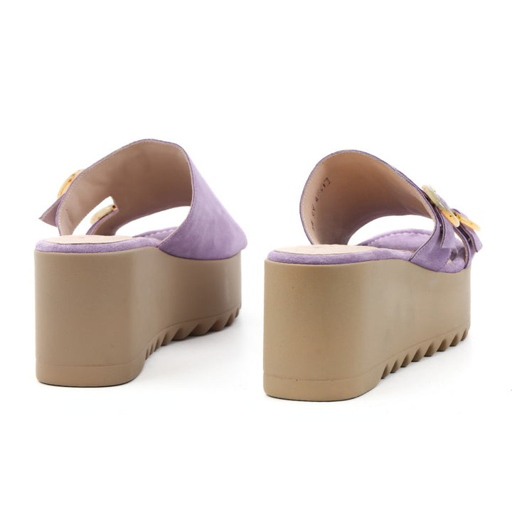 sandales femme daim violet