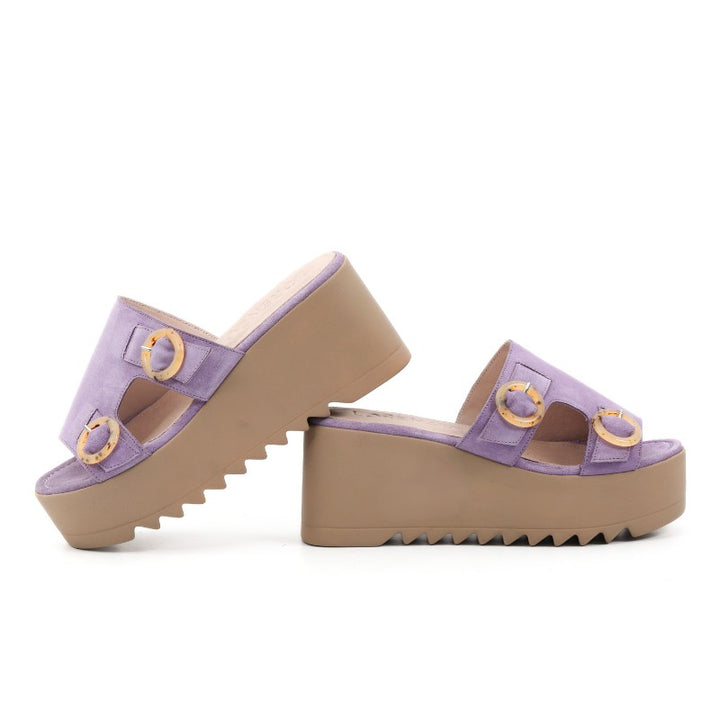 sandales femme daim violet