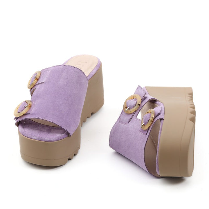 sandales femme daim violet