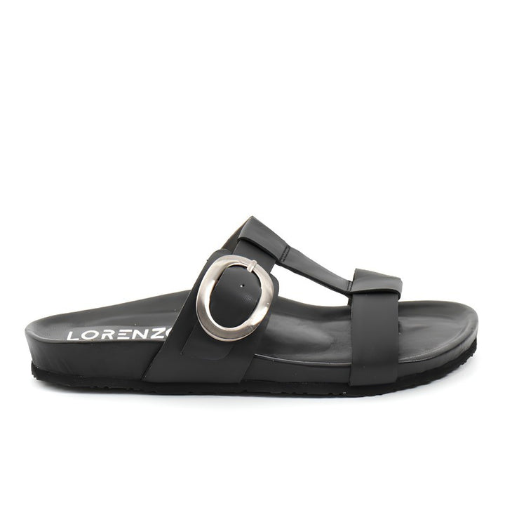 sandales plates femme cuir noir