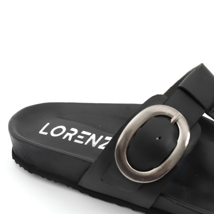 sandales plates femme cuir noir
